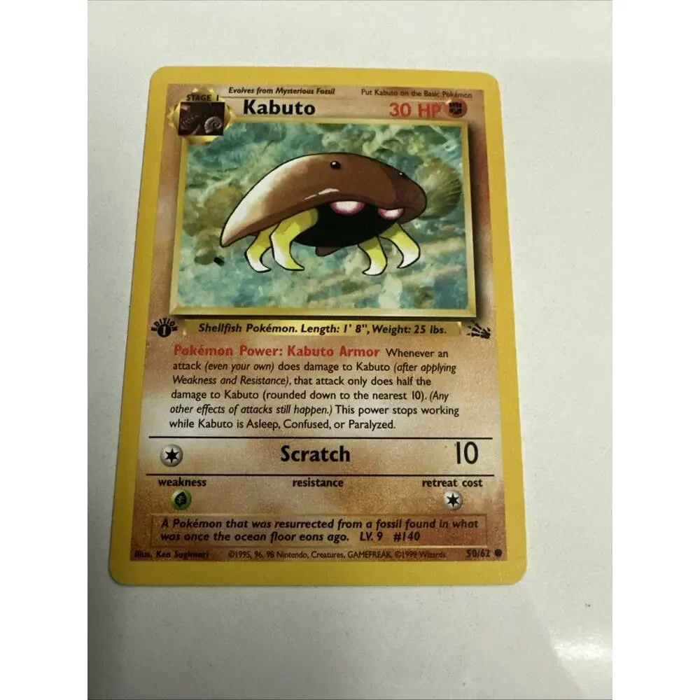 Kabuto 50/62 Fossil 1st Edition LP Pokemon TCG 1999 Common WoTC Vintage